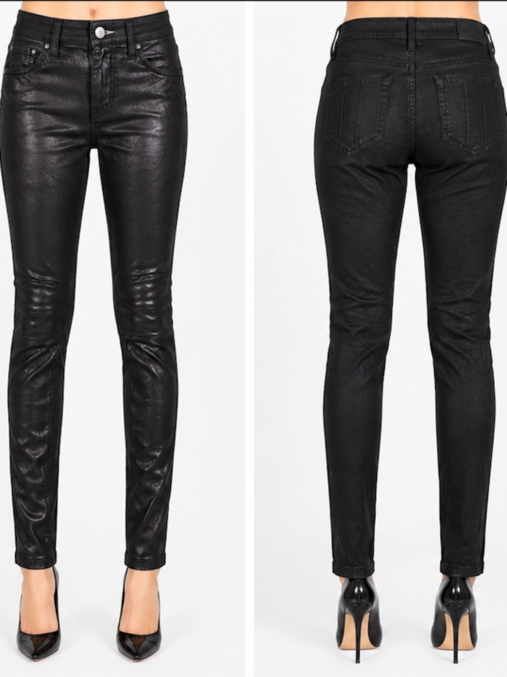 BURBERRY BRIT LAMB LEATHER SKINNY PANTS BLACK MID RISE SIZE 27 LUXURY LIKE NEW